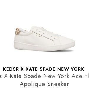 Keds x Kate Spade New York Ace Flower Applique Leather Sneakers. 